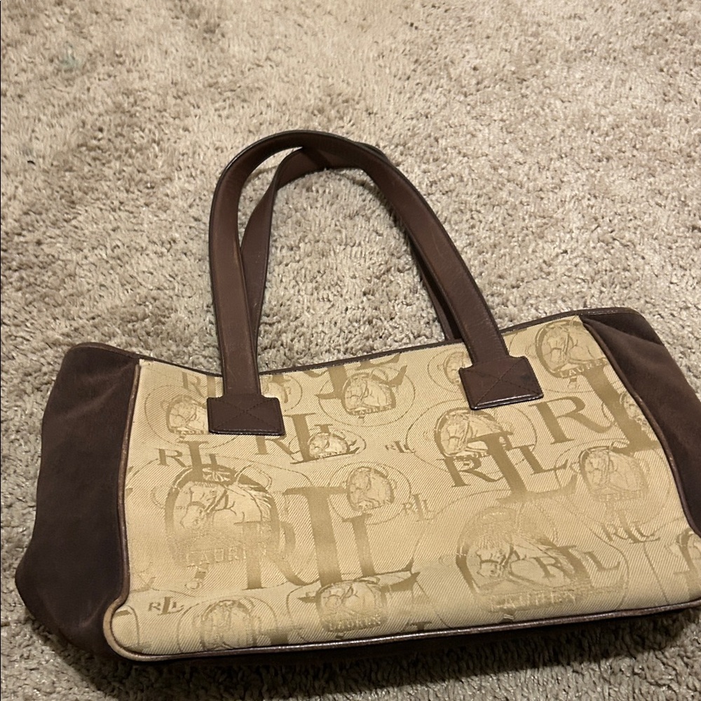 Ralph Lauren Beige Canvas Tote with Brown Suede Trim - Picture 6 of 6